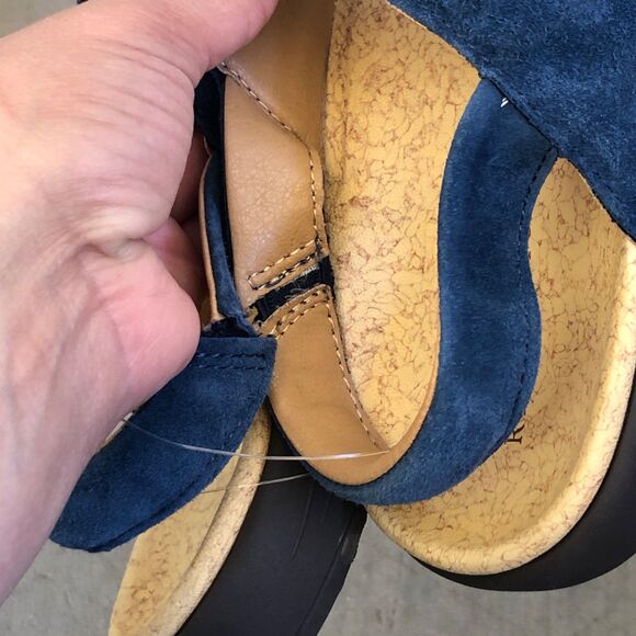 Revitalign Women’s 10 Blue Suede Comfort Sandals Orthotic Cork Footbed Slip-On - Picture 12 of 12